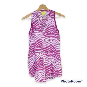 Maeve Anthropologie Sleeveless Button Up Top in Pink and White Sz 2